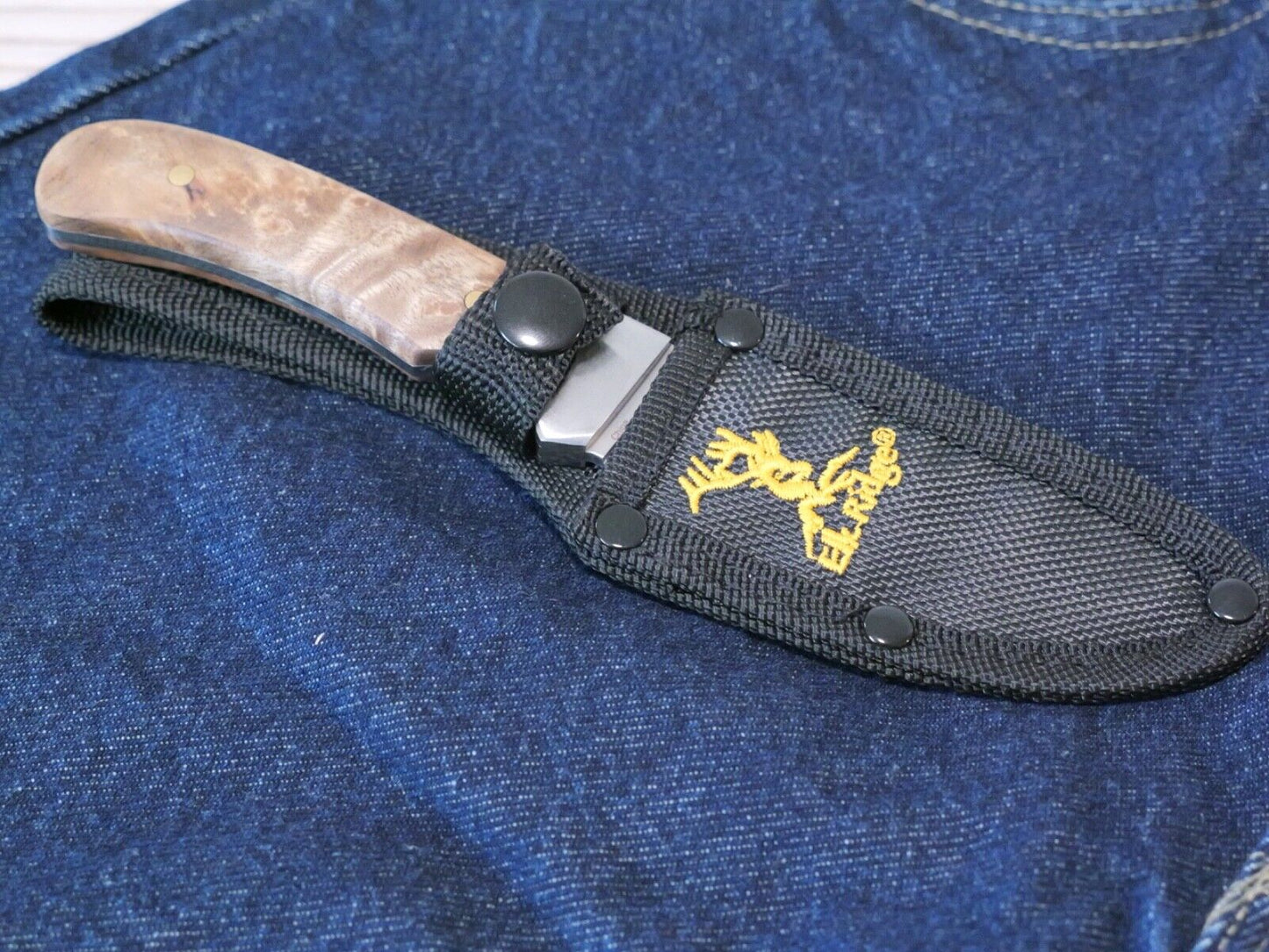 8" Fixed Blade Survival Knife Full Tang Wood Handle 4" Blade Nylon Sheath Medium