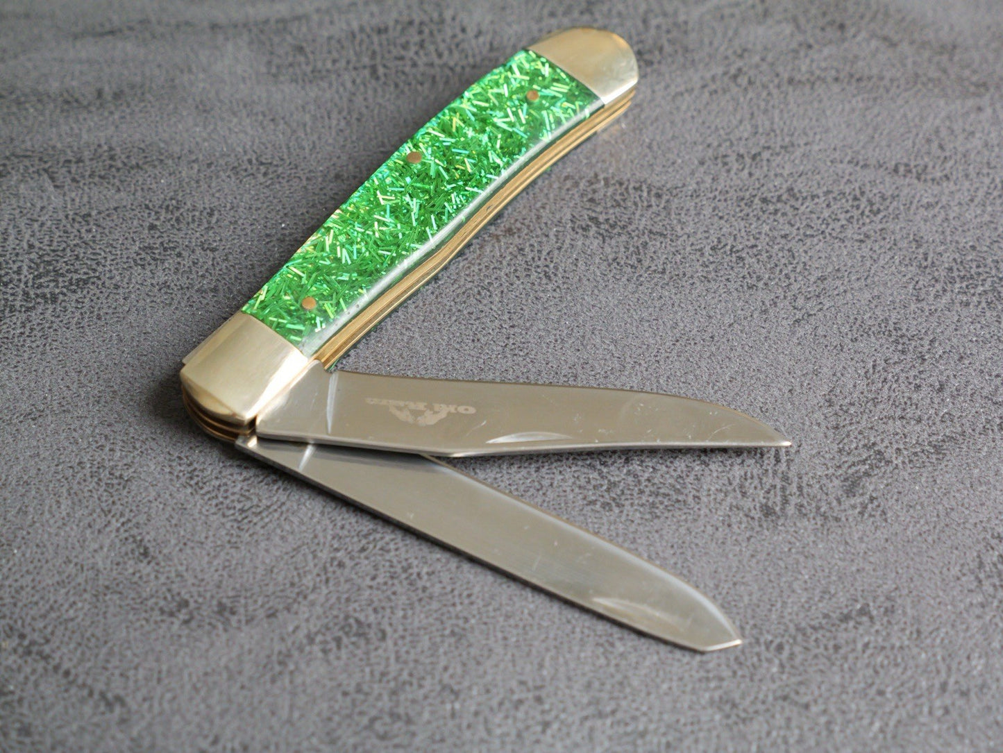 Elk Ridge 2 Blade Retro Pocket Knife Emerald Green Vintage Trapper XL 7.5”