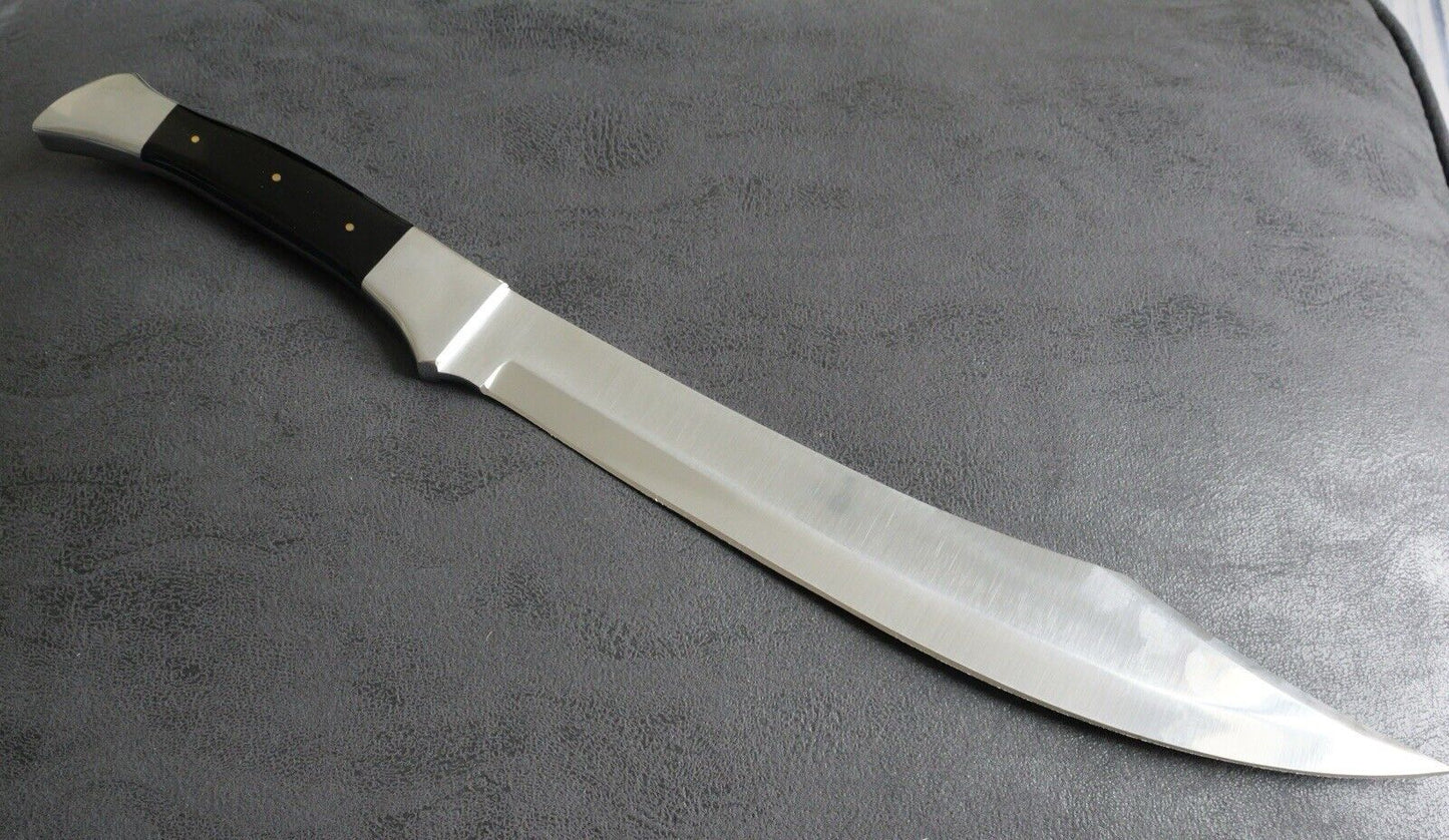 18” Scimitar Mirror Polish Chrome High Quality Leather Sheath Full Tang Sharp