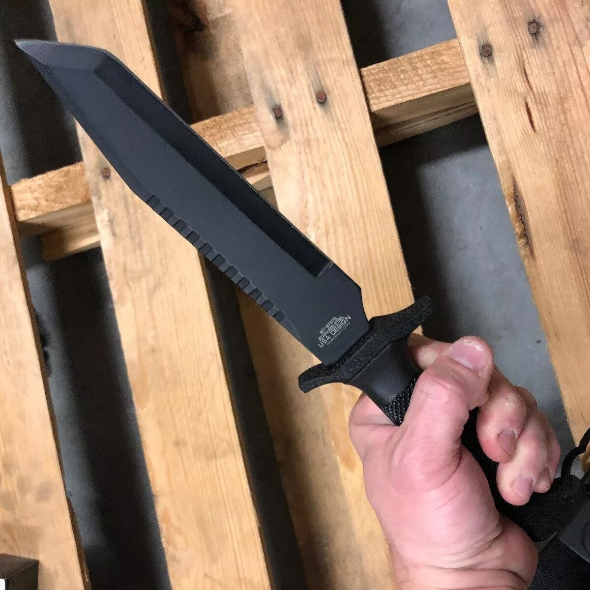 12" Combat Military Knife Fixed Blade Black Tanto First Recon Search & Destroy