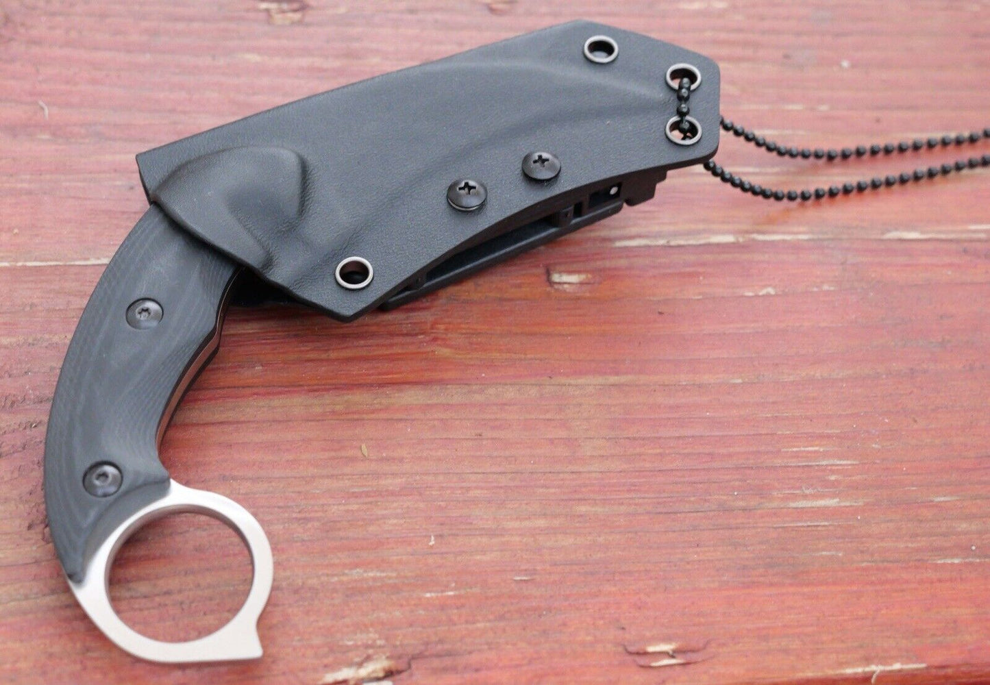 7” D2 Steel Karambit Kydex Sheath Full Tang Carbon Fiber Handle Horizontal Carry