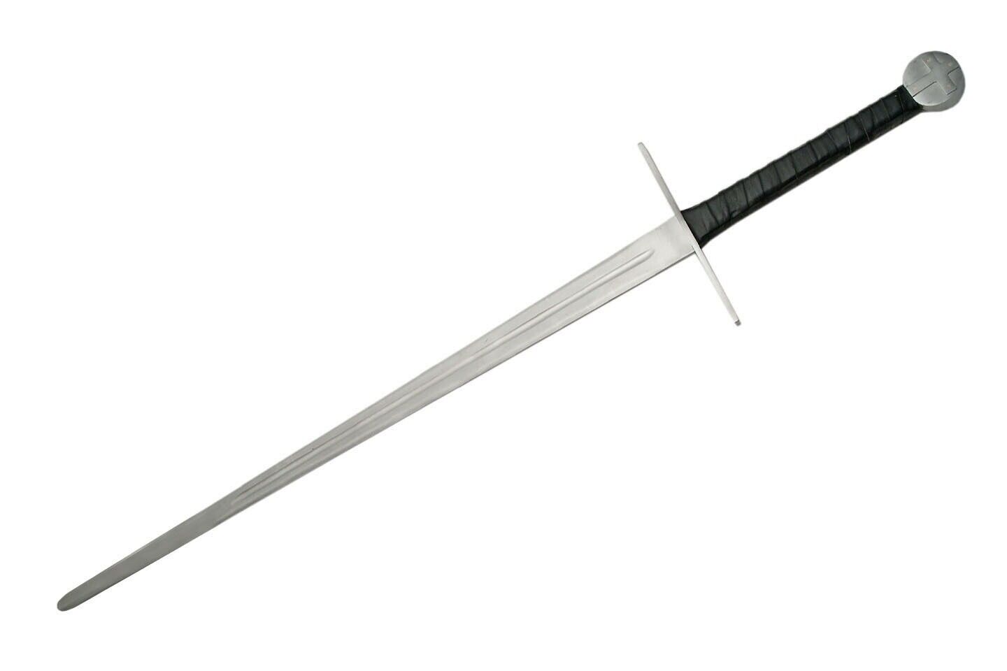 Epic Two Handed 48” Longsword Leather Sheath Medieval Cross Full Tang XL Huge
