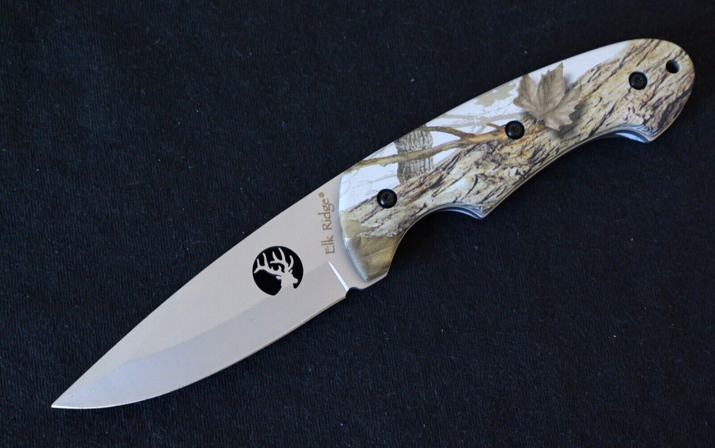 Elk Ridge Ultimate Survival Knife Full Tang Forest Camo Leaf 8" Overall Matte