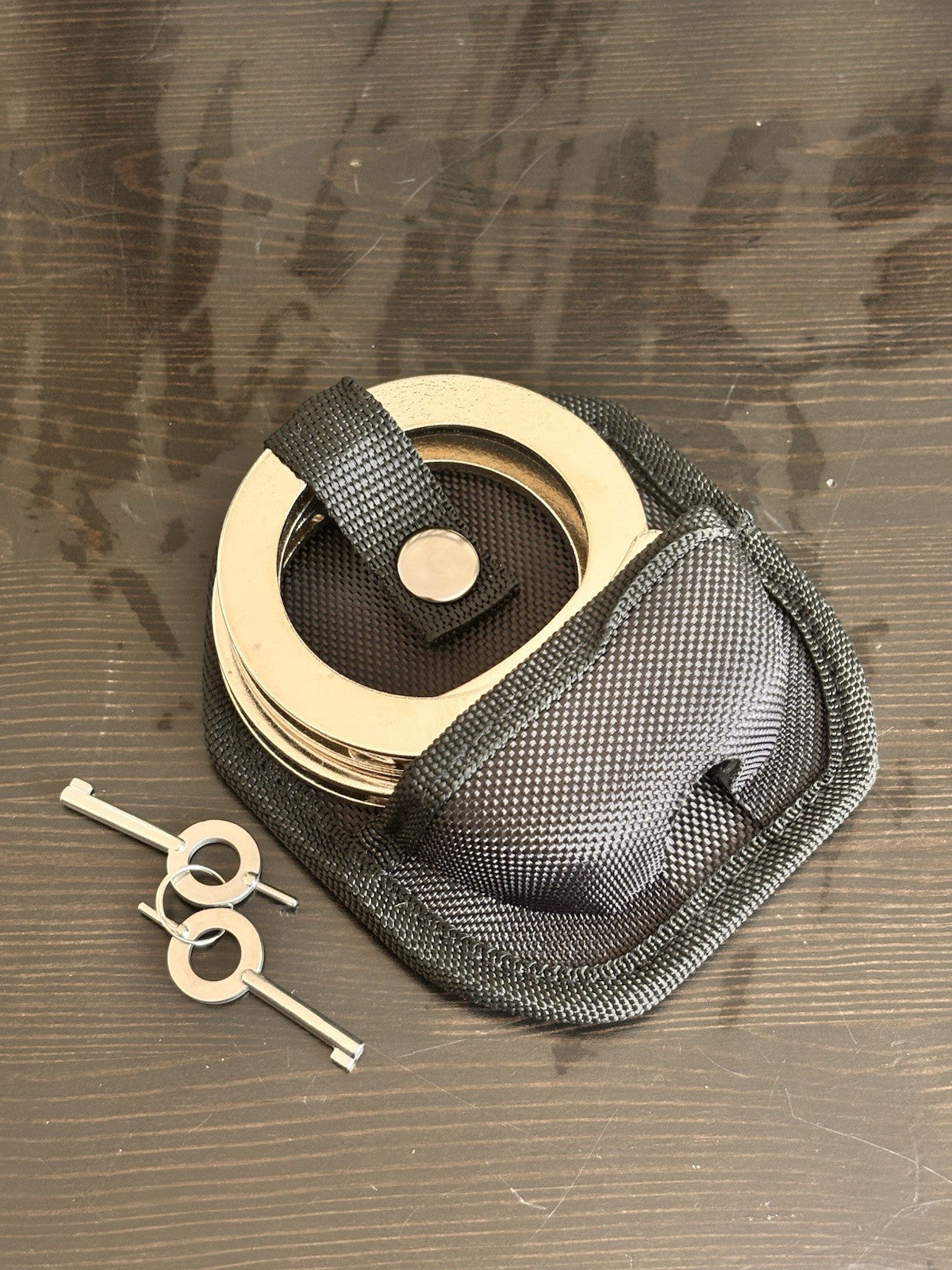 Chrome Hand Cuffs Stealth Police Heavy Duty Hinge Handcuffs Nylon Sheath