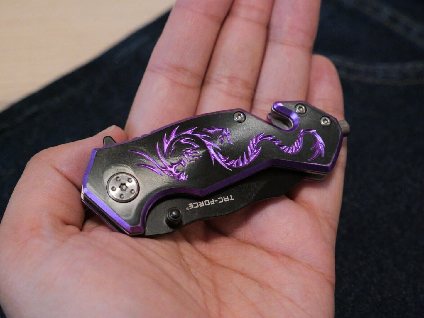 Purple Dragon Strike Pocket Knife Mini Ladies 6" Overall 2" Blade Small Cute