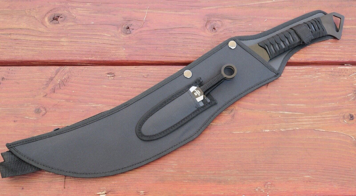 27” Black Ninja Sword Machete Hook Throwing Knife Kunai Sheath Set Sharp Fantasy