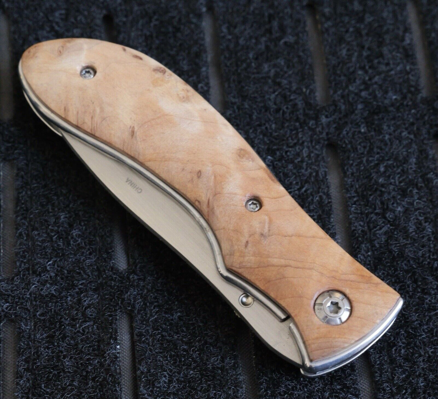 Manual Folding Pocket Knife Burlwood Stainless Steel Belt Clip Sharp Quality Edc