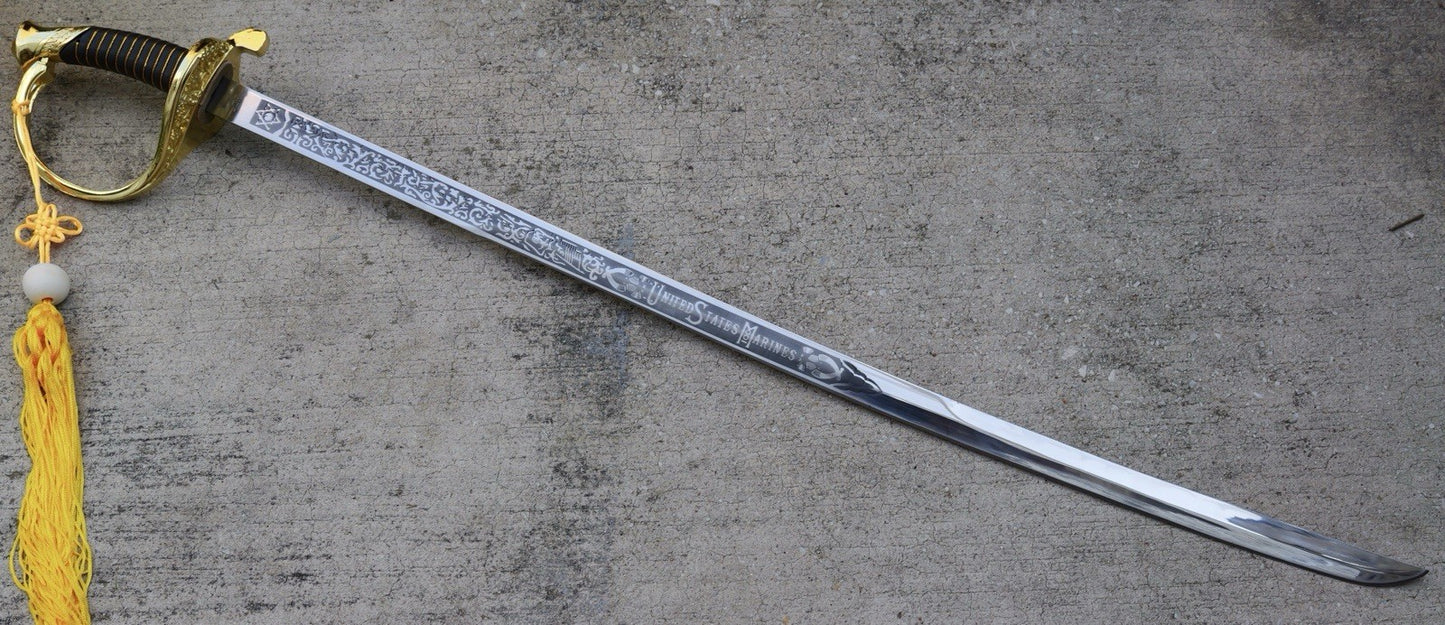 39” USMC Sabre Genuine Licensed Us Marines Sword Ceremonial Engraved Sharp