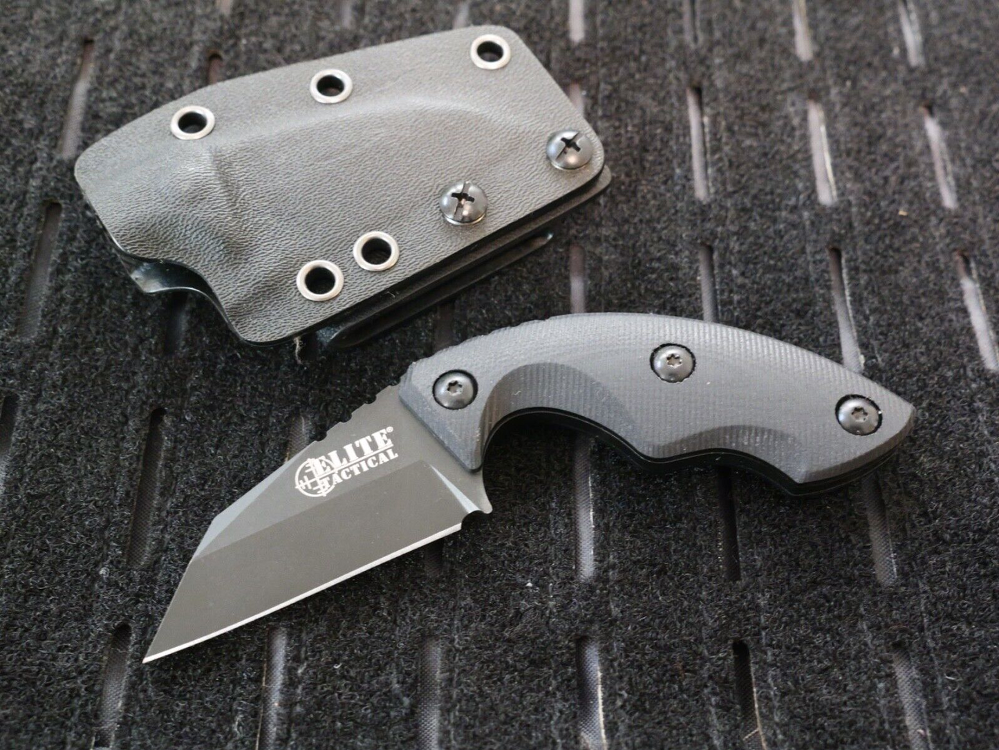 Stealth Black Fixed Blade Knife Mini Combat Knife 5" D2 Kydex Swat Tactical edc