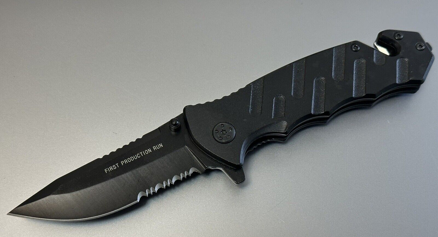 Rescue Tactical Pocket Knife Surgical Steel Glass Breaker Seat Belt Cutter 4.5”