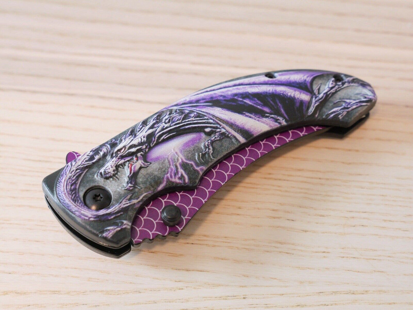 Purple Dragon Knife Spring Assisted Full Size Girly Ladies Pretty