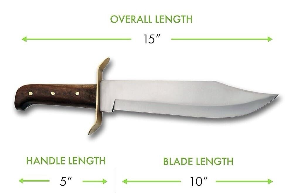 15” Classic Bowie Knife Wood Handle Carbon Steel XL Leather Sheath Sharp Big