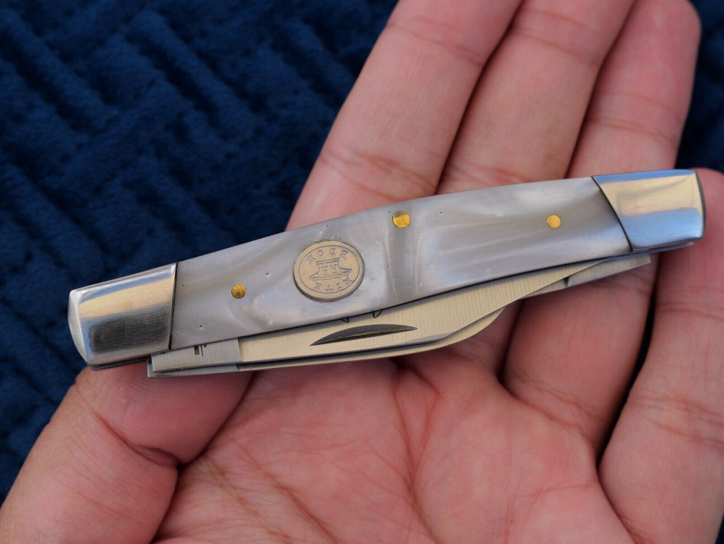 4” Stockman Knife Classic Folding Pocket Knife 3 Blades Sharp Modern Work Pearl