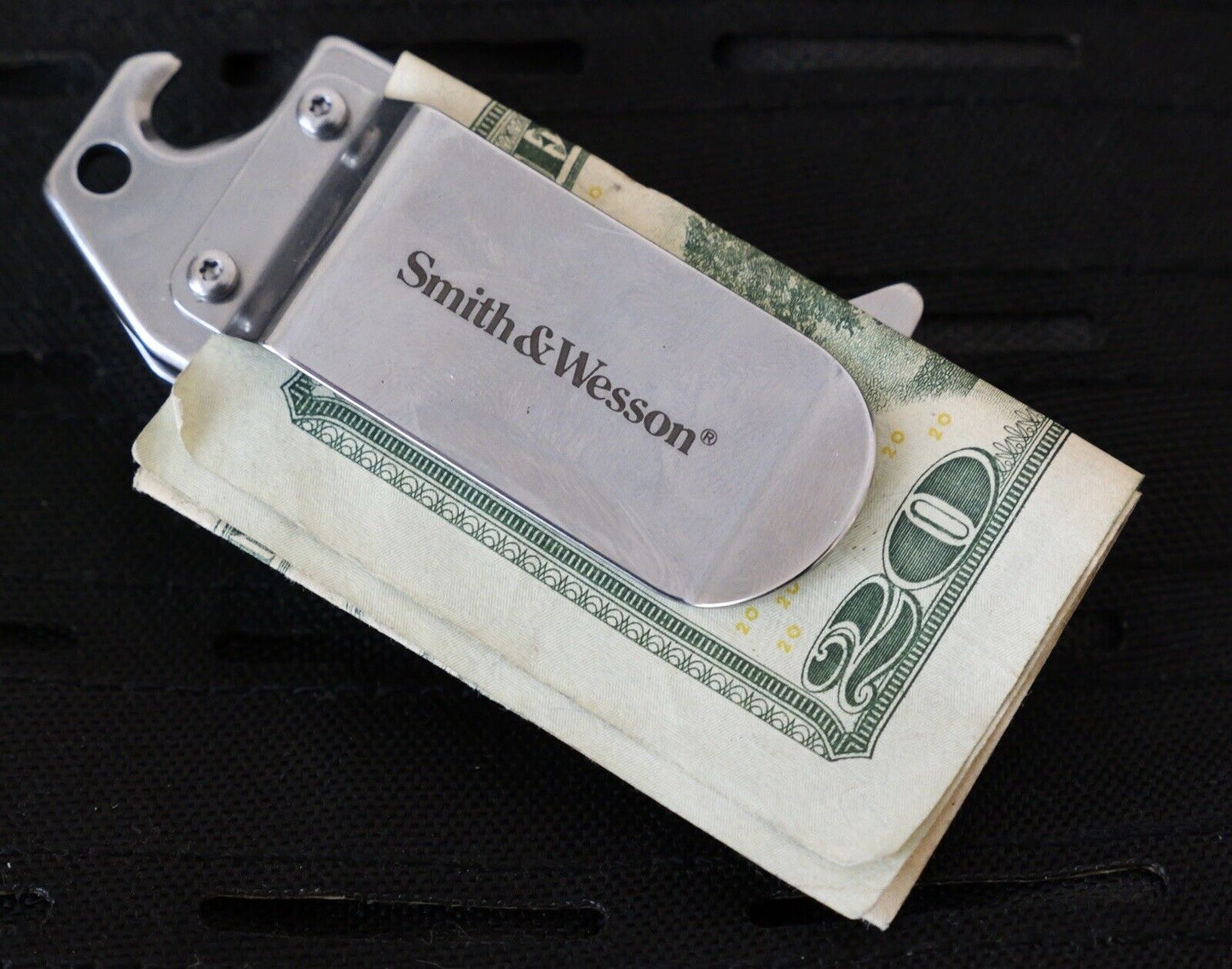Smith & Wesson Benji Tanto Ball Bearing Open Pocket Knife Money Clip Cap Lifter