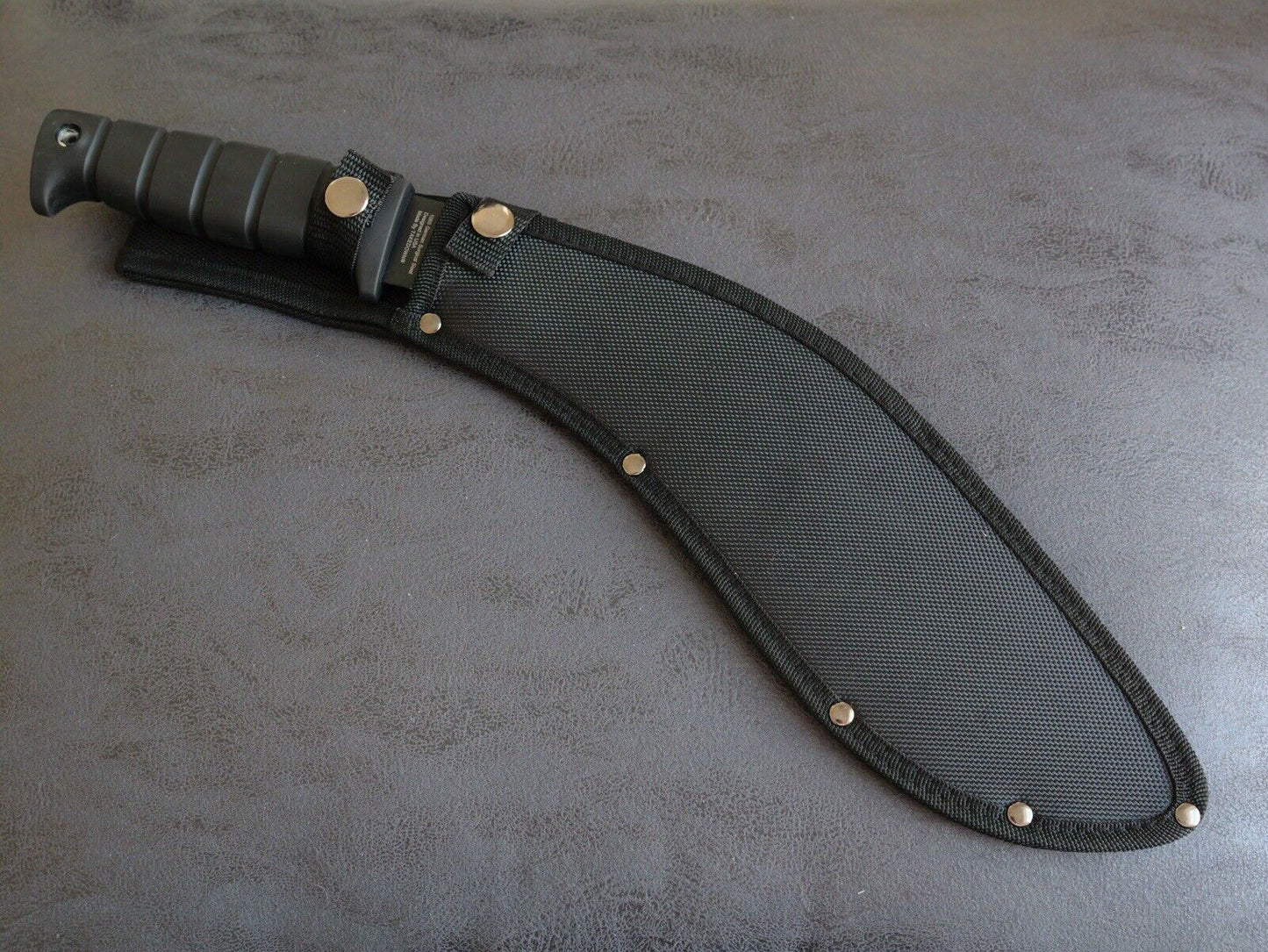 18” Rubber Handle Kukri Machete Heavy Duty 6mm Thick 12” Blade Black Sheath Blk