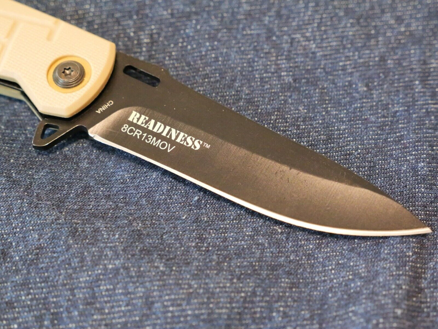 Elite Tactical Desert Spring Assist Pocket Knife 8CR13 Black Blade Tan Handle
