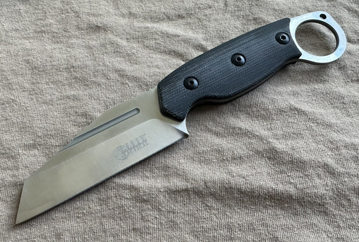 Fixed Blade Knife D2 Steel Horizontal Carry Sheath Warncliffe Blade discount