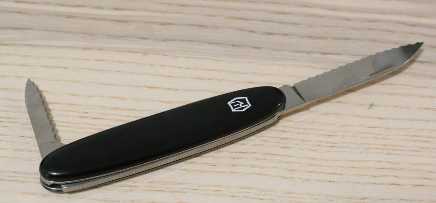 3” Swiss Army Knife Boy Scouts 2 Blades Serrated Black Mirror Finish Sharp