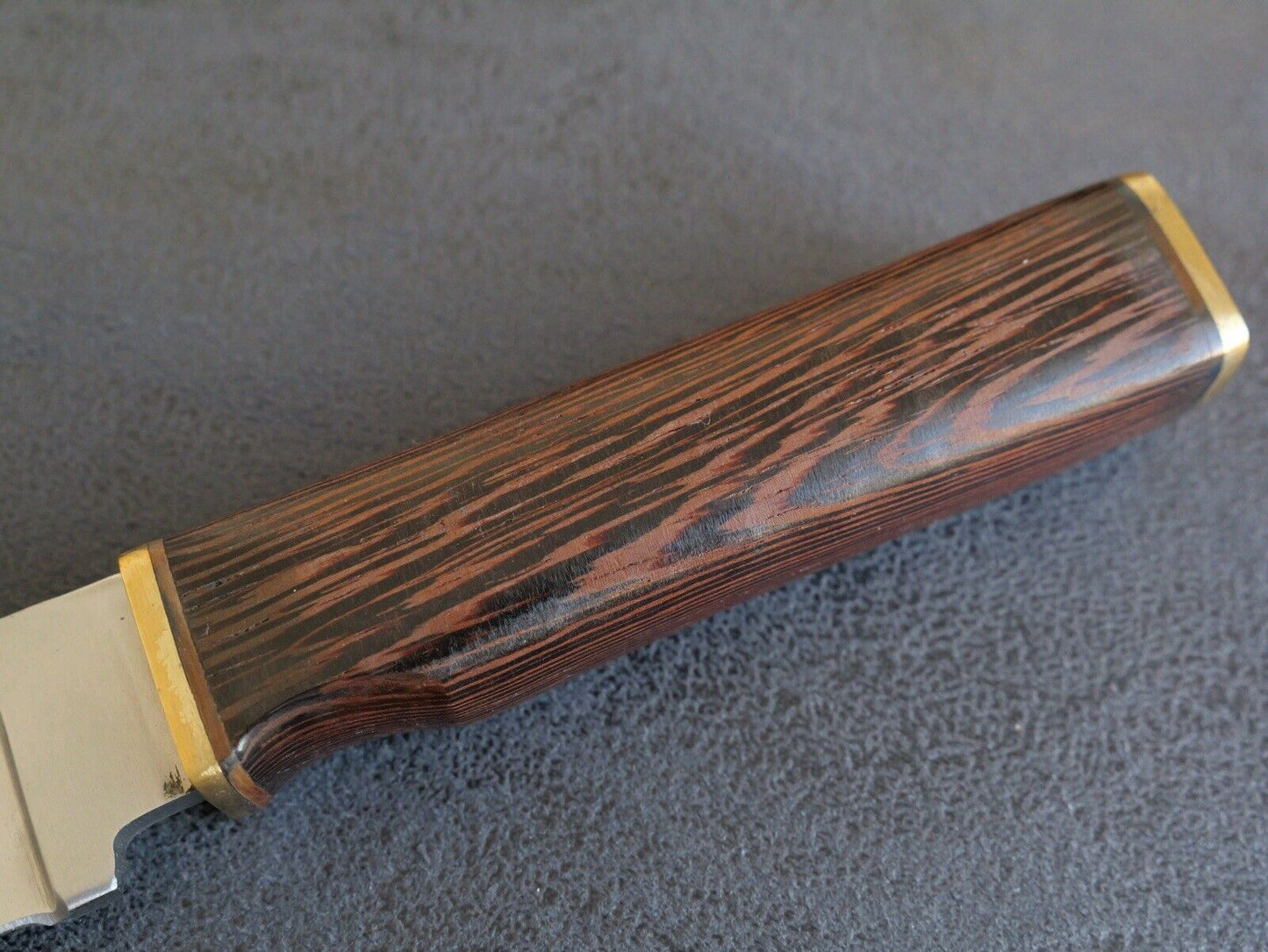 9” Fixed Blade Knife Full Tang Survival Knife Quarter Sawn Wood Handle Leather