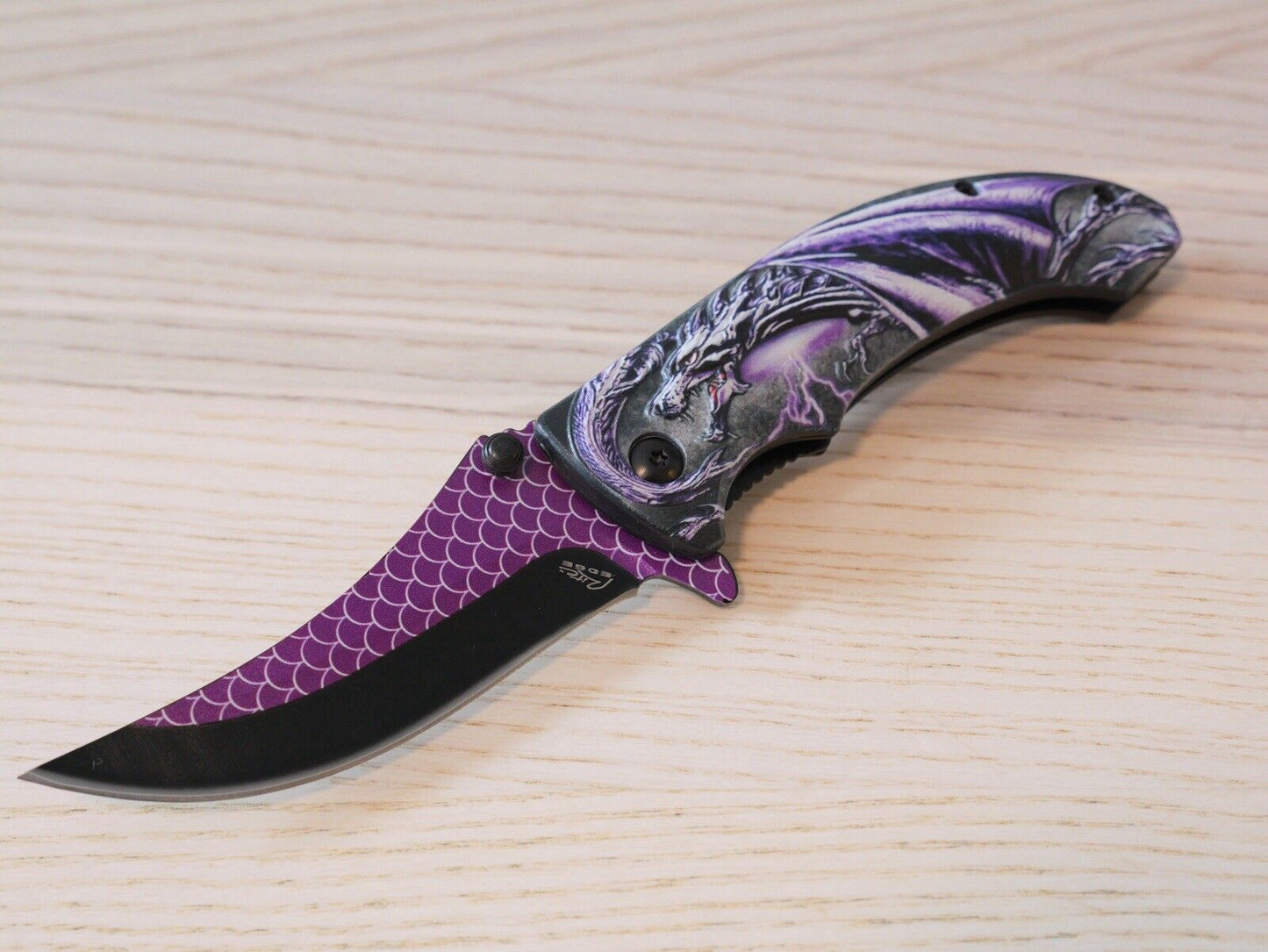 Purple Dragon Knife Spring Assisted Full Size Girly Ladies Pretty