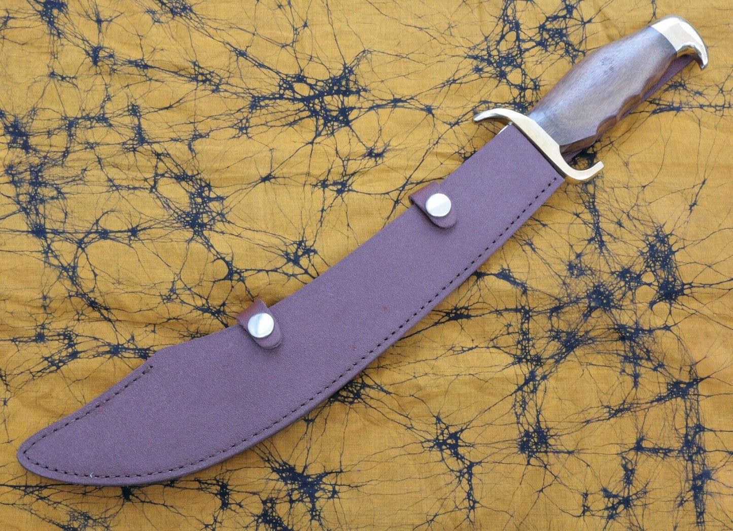 17” Pirate Sword Scimitar Brass Guard Leather Sheath Renaissance Fair Sharp