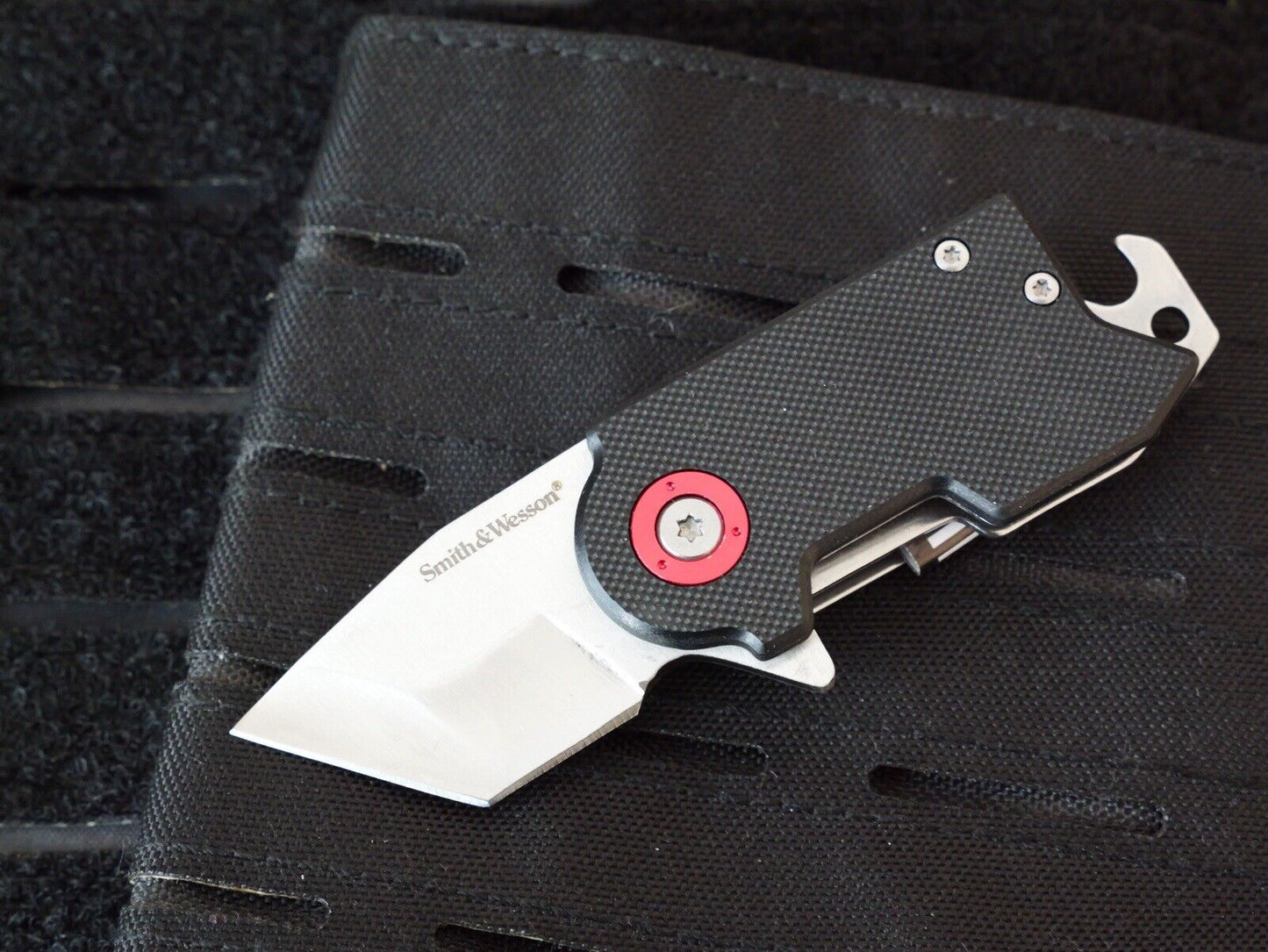 Smith & Wesson Benji Tanto Ball Bearing Open Pocket Knife Money Clip Cap Lifter