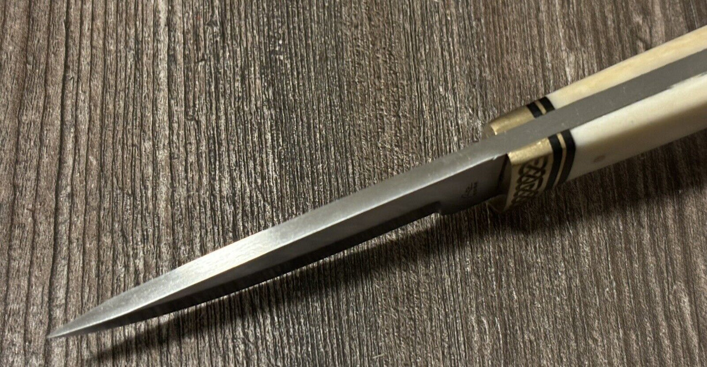 Survival Knife Full Tang 8mm Thick Blade 4” Celtic Full Grain Sheath Brass Hilt
