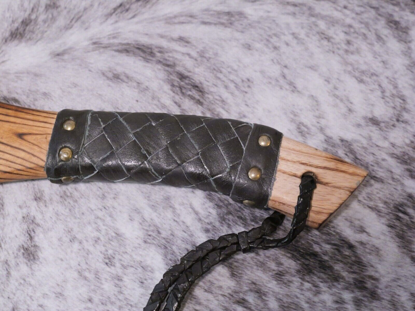 13" Nordic Throwing Axe Tomahawk Hand Forged Carbon Steel Head Leather Wrap