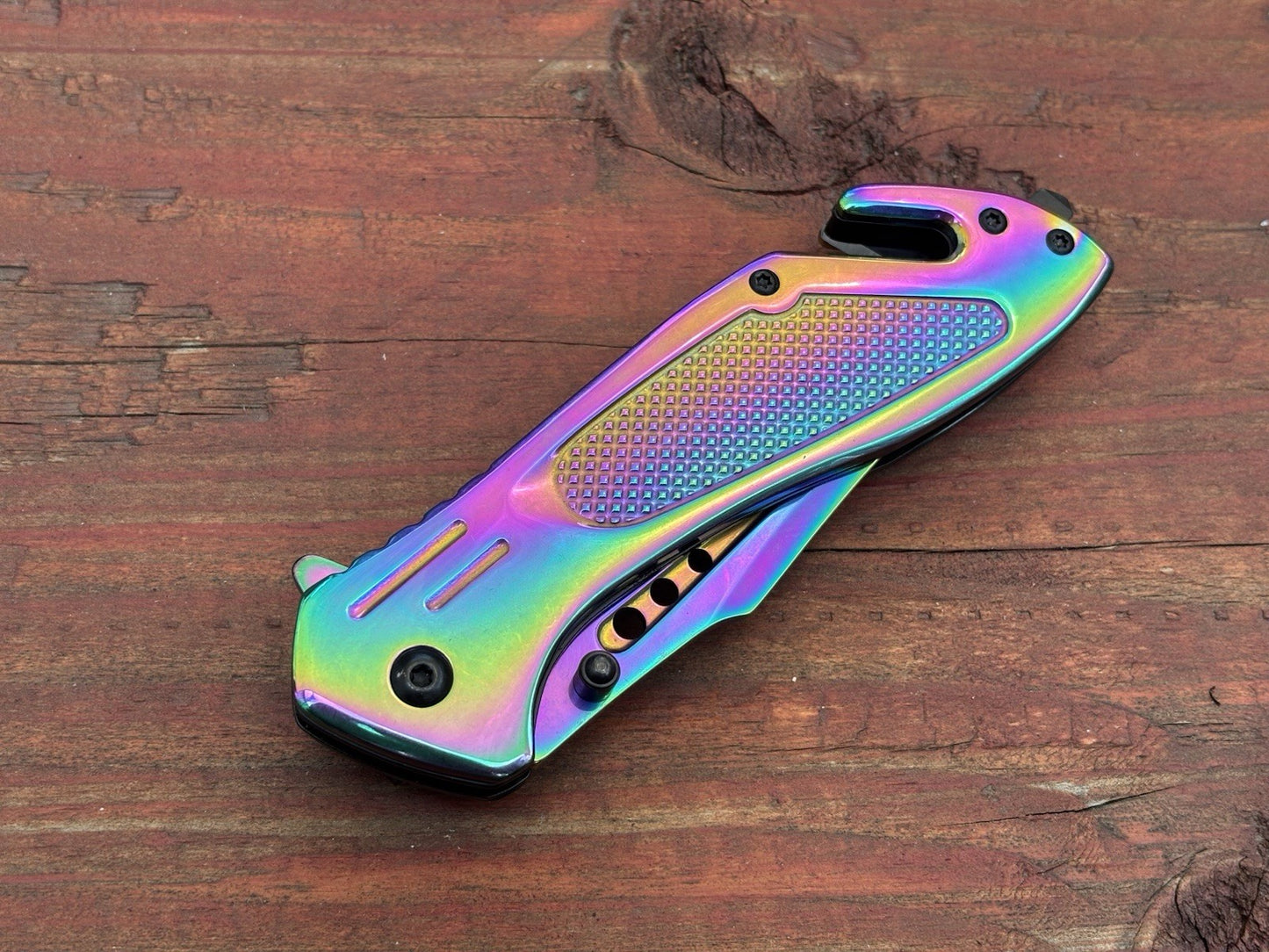 Metal Spring Assist Pocket Knife Emergency Window Punch Seatbelt Cutter Titanium