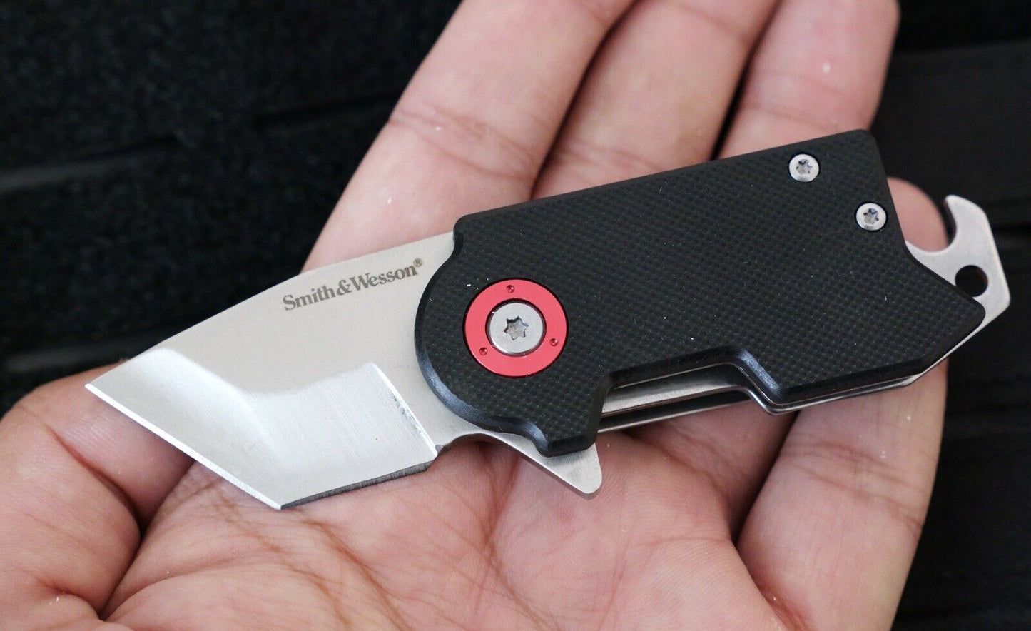 Smith & Wesson Benji Tanto Ball Bearing Open Pocket Knife Money Clip Cap Lifter