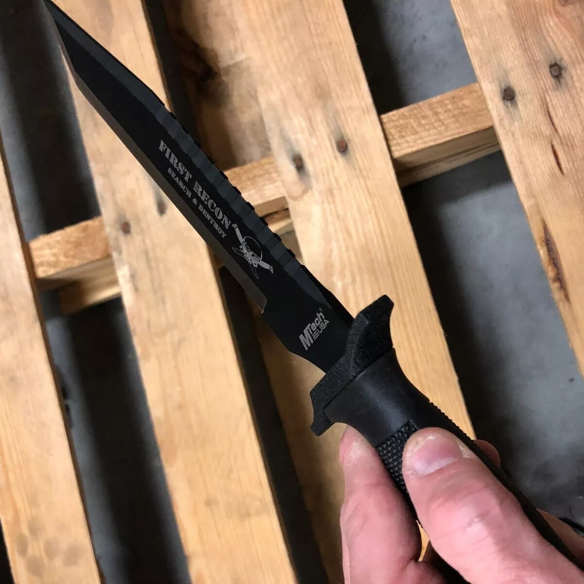 12" Combat Military Knife Fixed Blade Black Tanto First Recon Search & Destroy