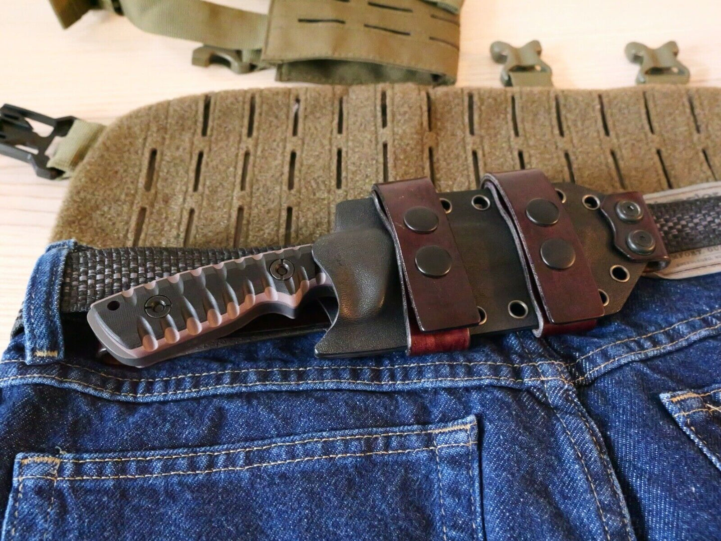 24cm Fixed Blade Knife Horizontal Carry Heavy Duty Thick Blade Gray Tactical