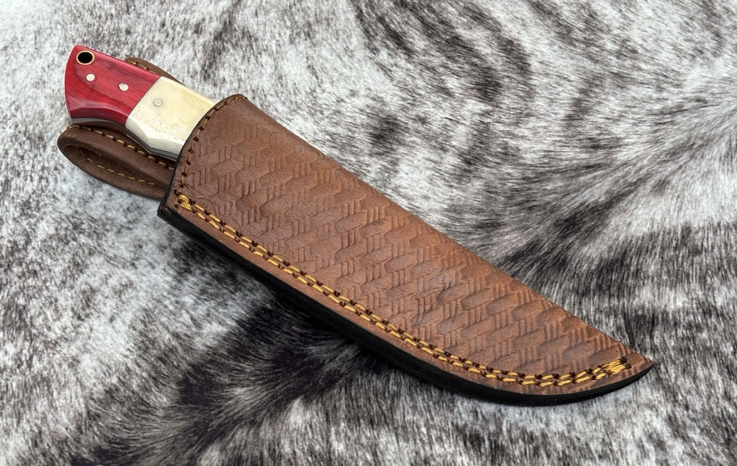 8” Mexico Fixed Blade Knife Full Tang Leather Sheath 440 Stainless Steel