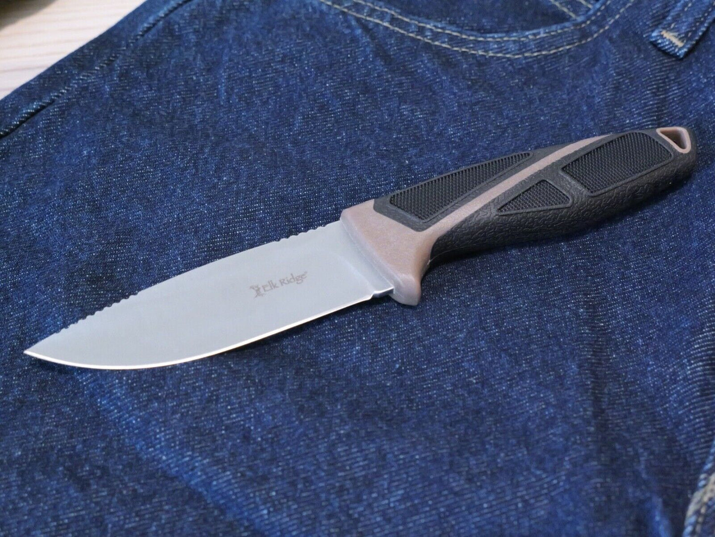 Elk Ridge Survival Knife Fixed Blade 9" Rubber Handle Fire Starter Full Tang EDC