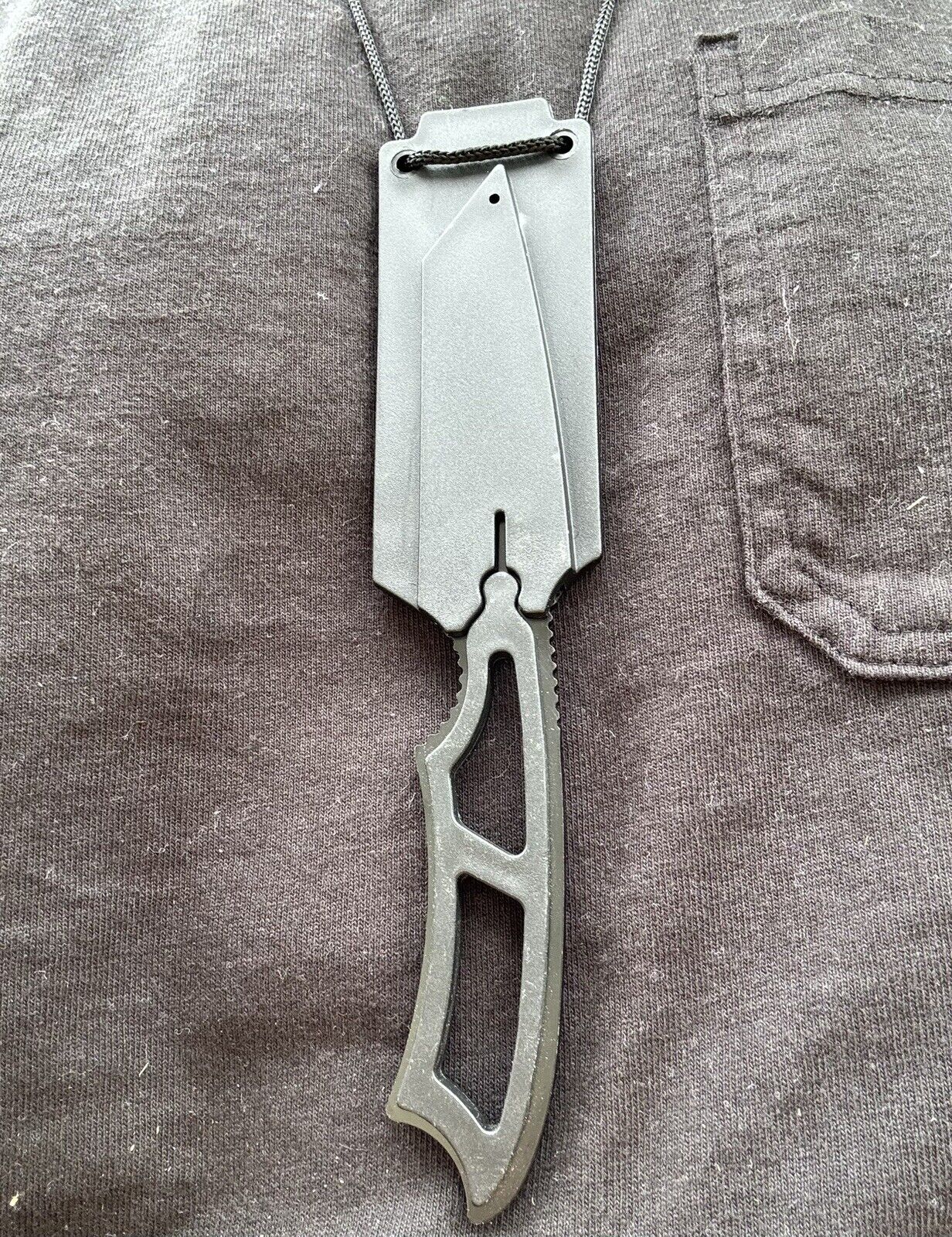 Neck Knife Full Tang Tanto Black Stealth 7.5” Overall Nylon Sheath EDC
