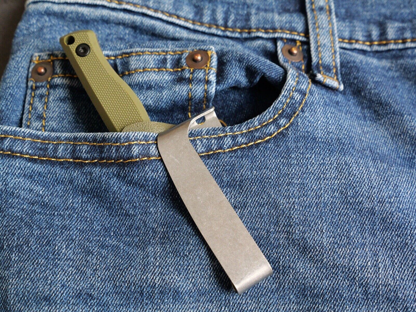 12cm Fixed Blade Knife Kydex Sheath Full Tang Back Pocket Clip Horizontal Carry