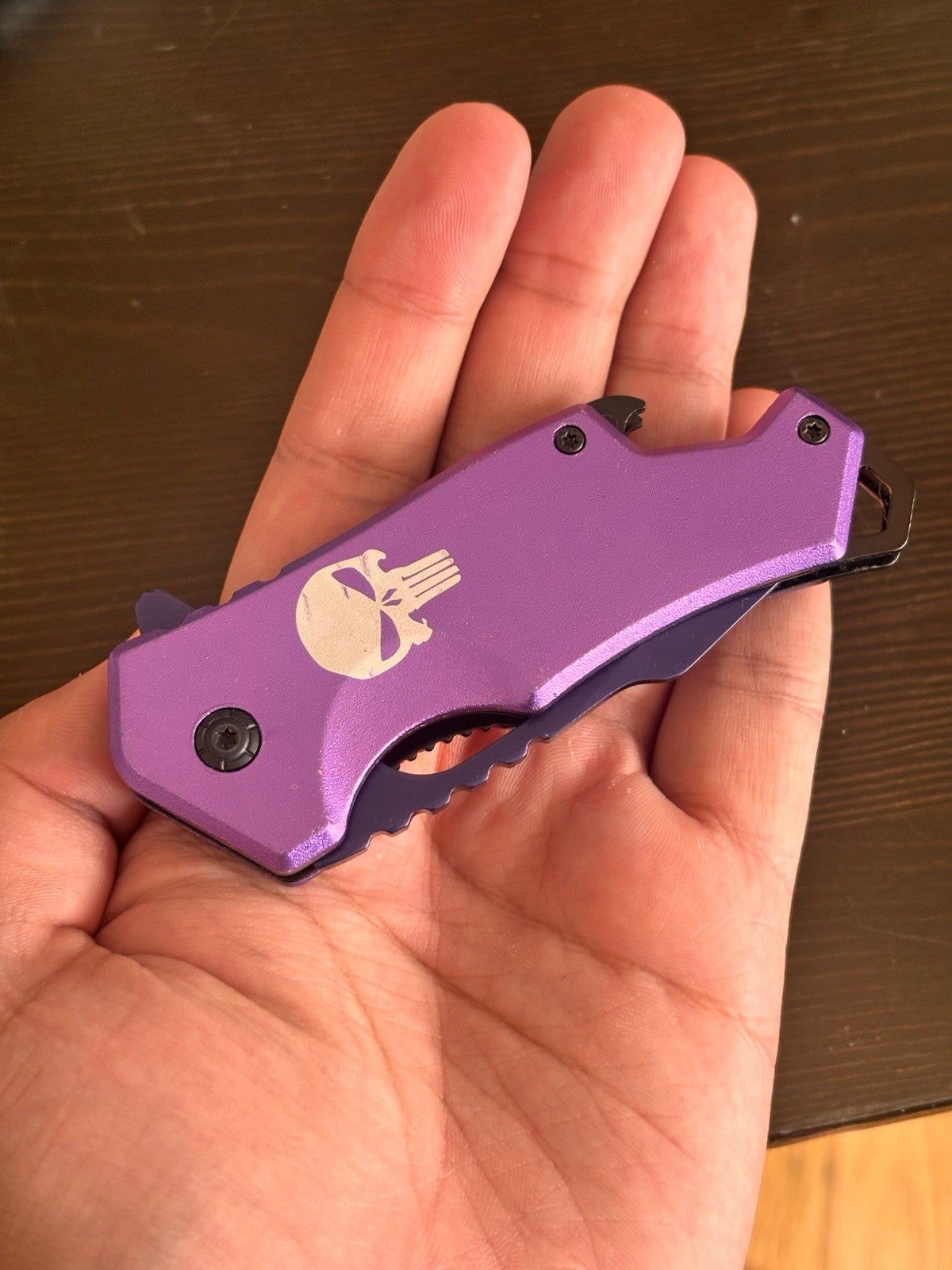 Purple Pocket Knife Spring Assisted Black Ladies Self Defense Girly Full Size