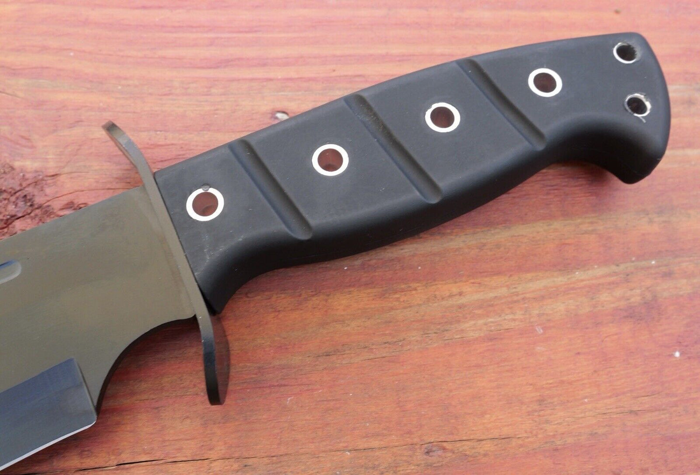 15” Black Fixed Blade Knife Bowie XL Rubber Handle Stealth Big 440 Stainless