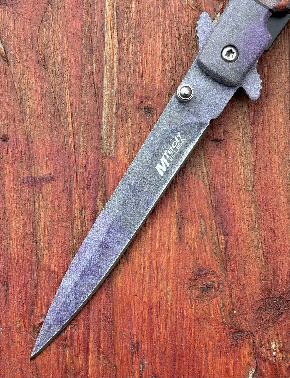 9” Pocket Knife Spring Assist Rust Patina Bronze 4” Blade Rustic Red Iron Sharp