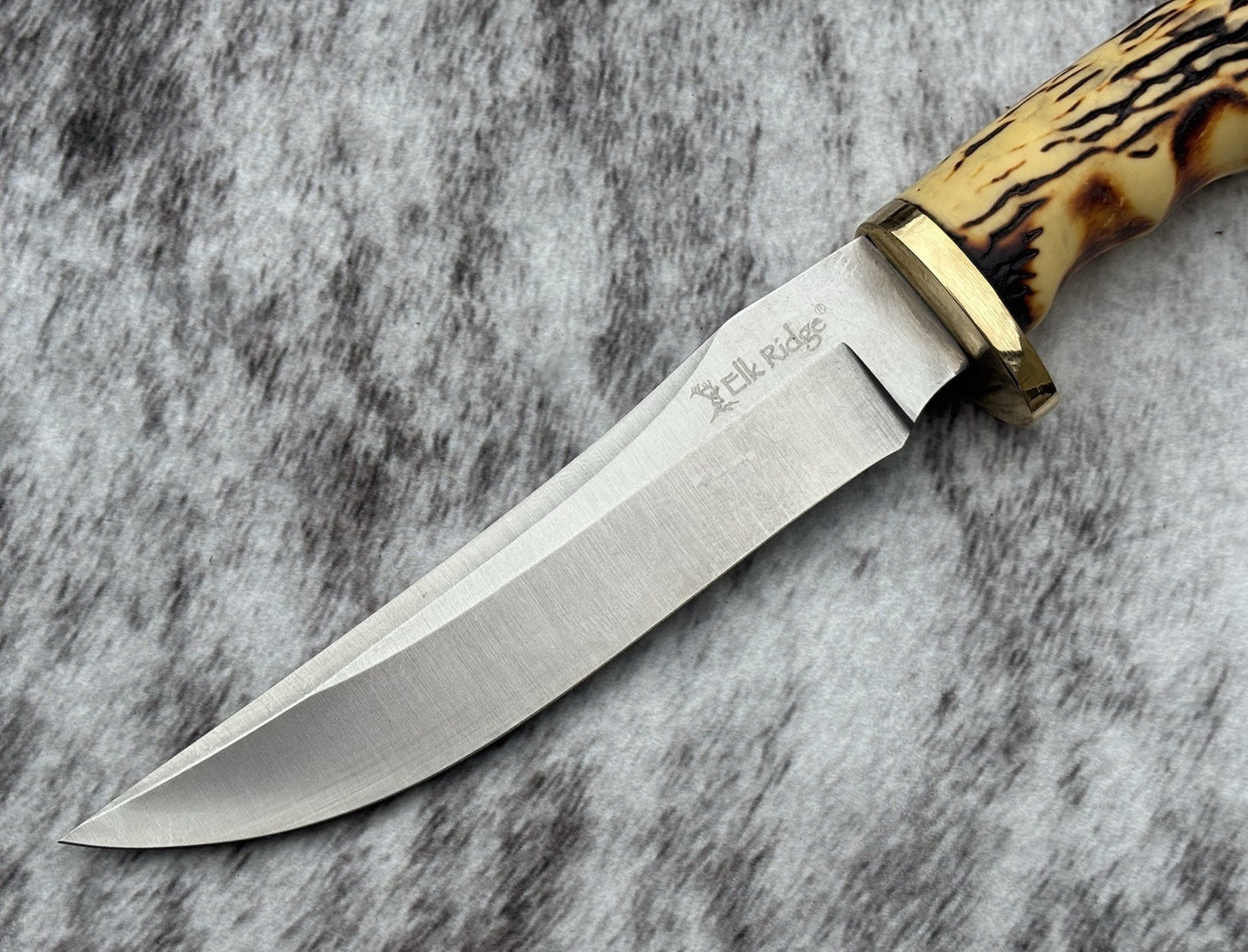 9” Fixed Blade Knife Leather Sheath Elk Ridge Fill Tang Companion Side Arm Sharp