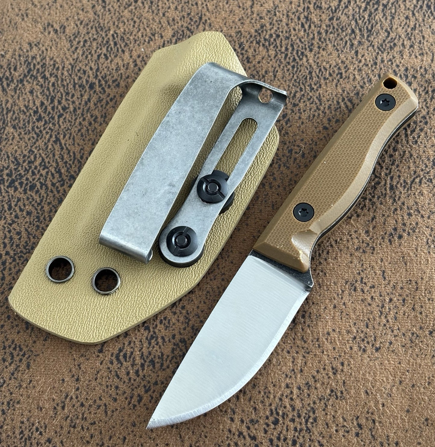 12cm Fixed Blade Knife Kydex Sheath Full Tang Back Pocket Clip Horizontal Carry