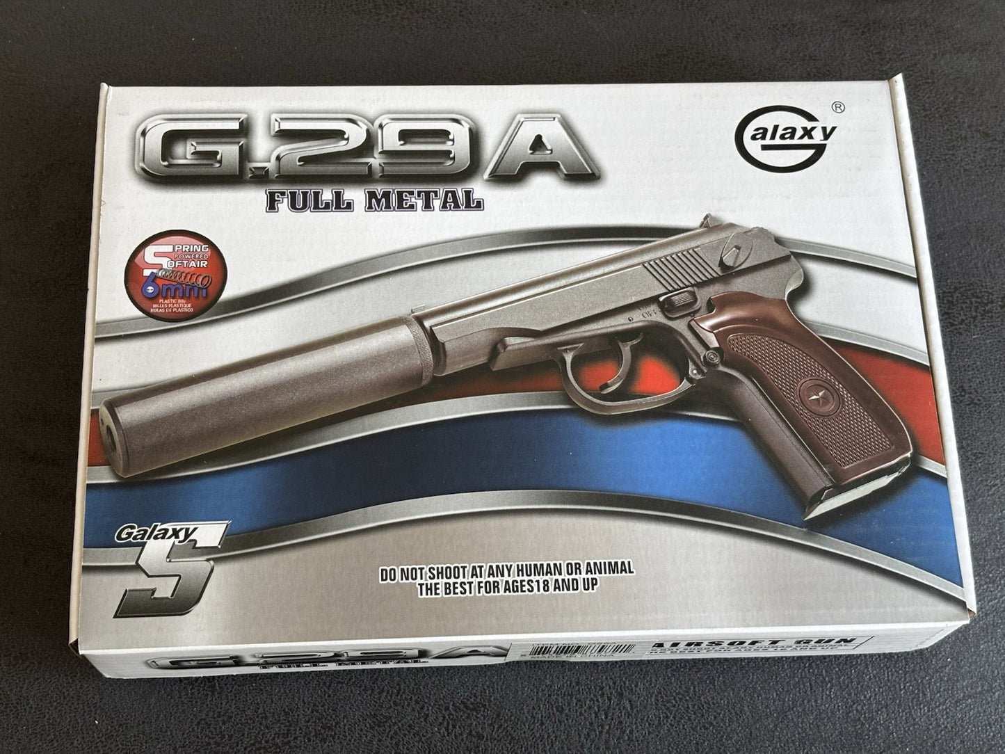 Well G29 Metal Airsoft Pistol Medium Size Galaxy Spring Powered 245 FPS 6mm Bbs