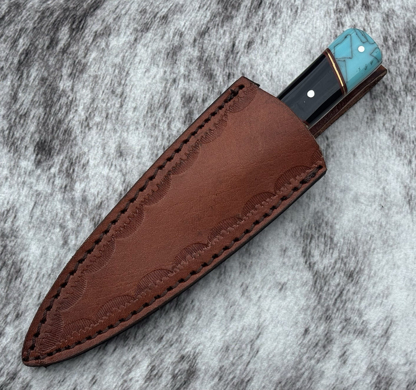 7” Ocean Stinger Fixed Blade Knife Spear Tip Double Edge Full Tang Leather Case