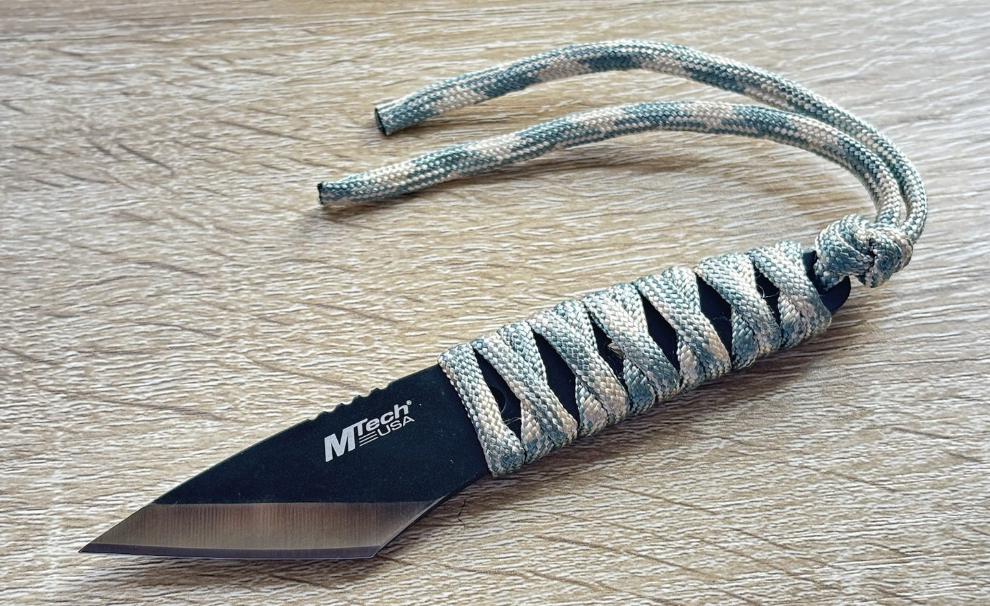 5” Neck Knife Full Tang Kiradashi 1.5” Blade Cord Wrap Handle Kydex Sheath SHARP