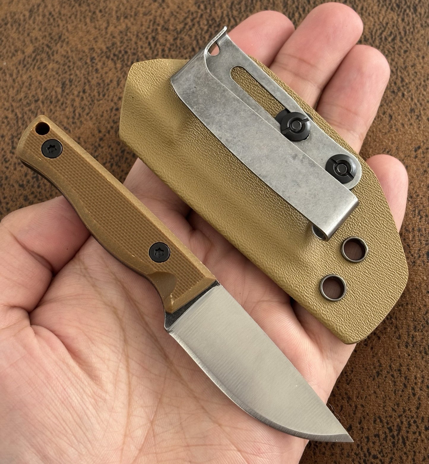 12cm Fixed Blade Knife Kydex Sheath Full Tang Back Pocket Clip Horizontal Carry
