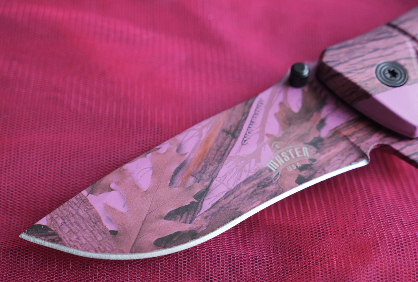 Pink Camo Pocket Knife Spring Assisted Black Ladies Self Defense Girly Full Size
