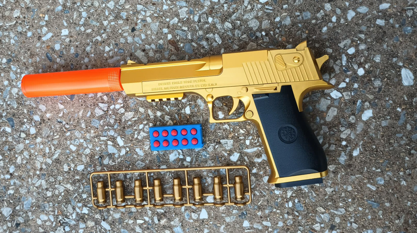 Soft Shell Gun Desert Eagle 50 cal Foam Blaster Toy Gun Gold