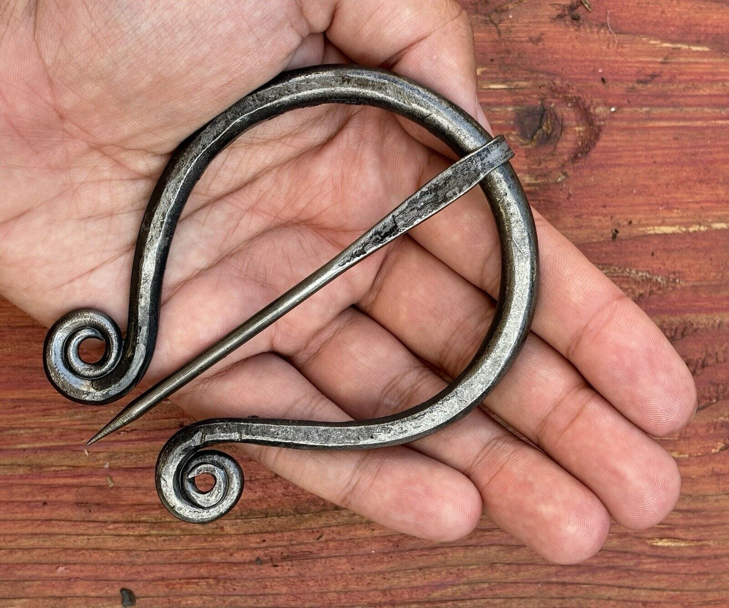 Medieval Cloak Pin Brooch Iron Hand Forged 3inches Heavy Duty Blacksmith Thick