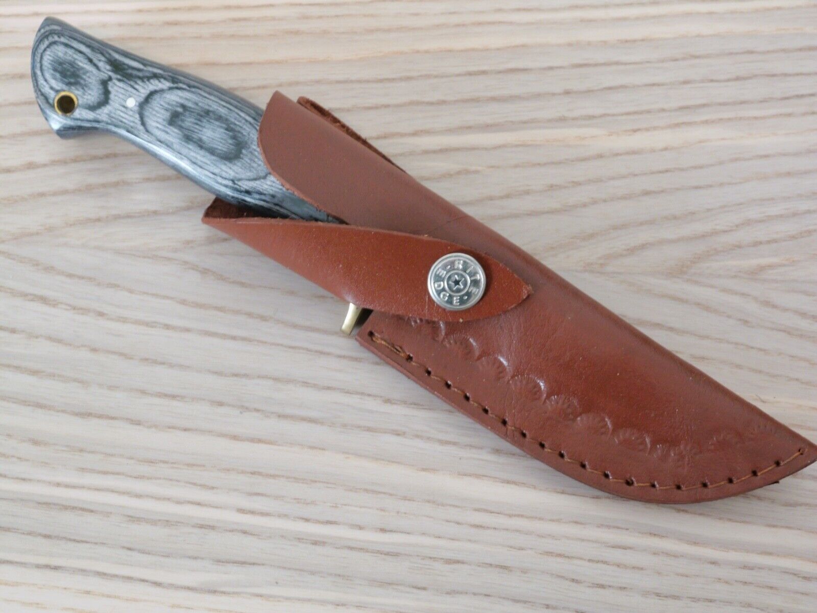9" Fixed Blade Knife Carbon Steel Hand Forged Brass Guard Custom leather Sheath