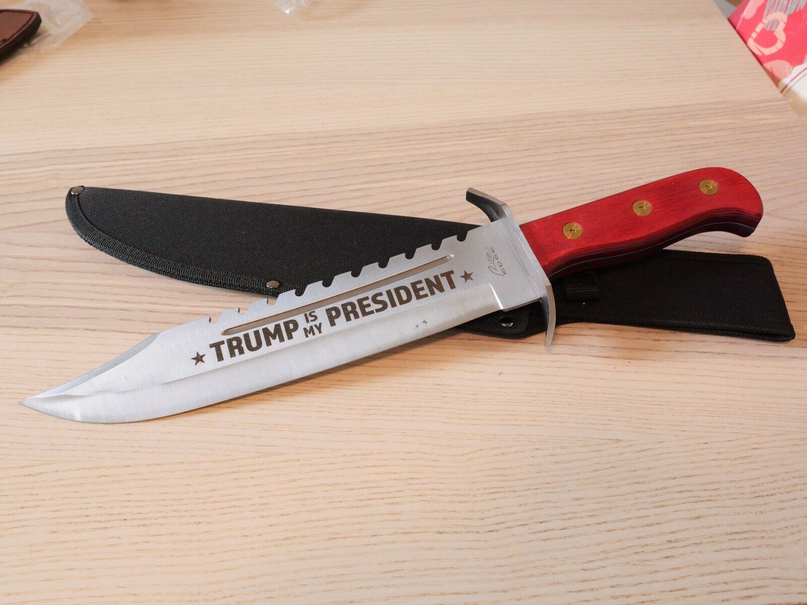 15” Trump Bowie Knife Mega Maga Gatorback USA Display Sharp America